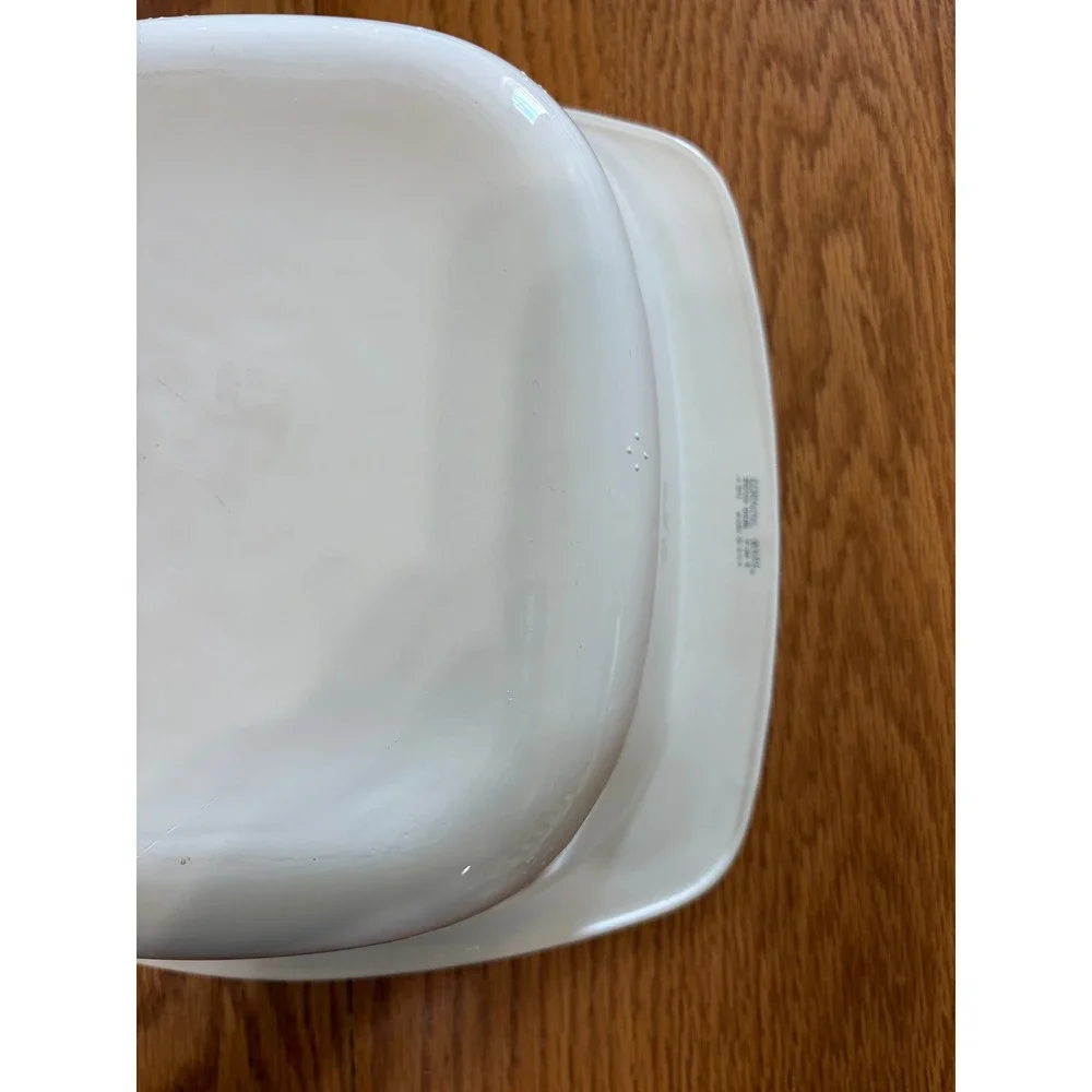 Corning Ware Cornflower Blue Dutch Oven with Lid Vintage White Square